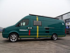 Green VW Crafter sporthome thunderbird T2